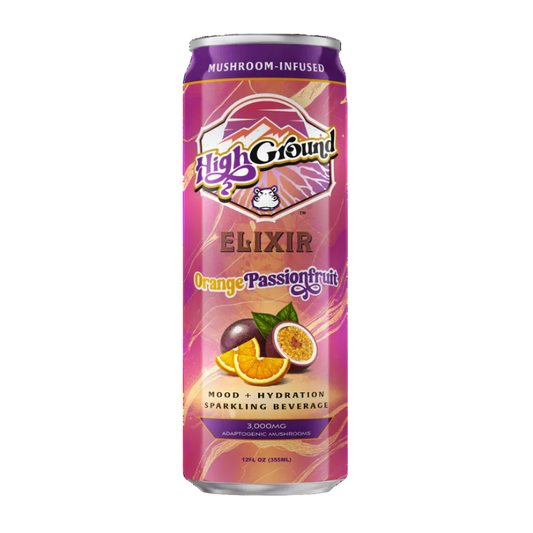 High Ground Elixir All Natural Mushroom Seltzer - Orange Passionfruit