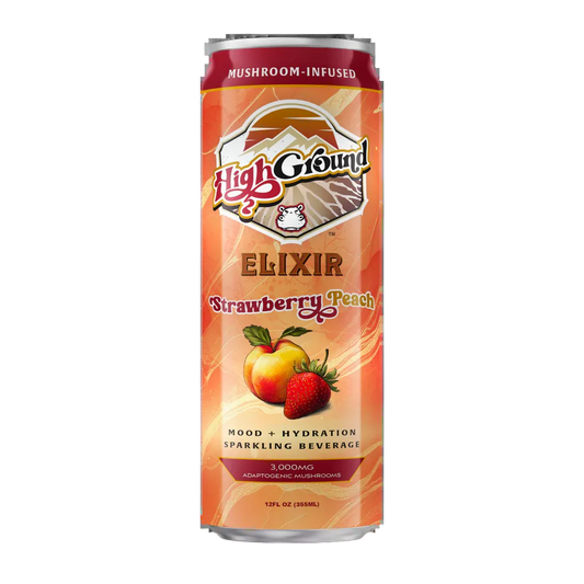 High Ground Elixir All Natural Mushroom Seltzer - Strawberry Peach