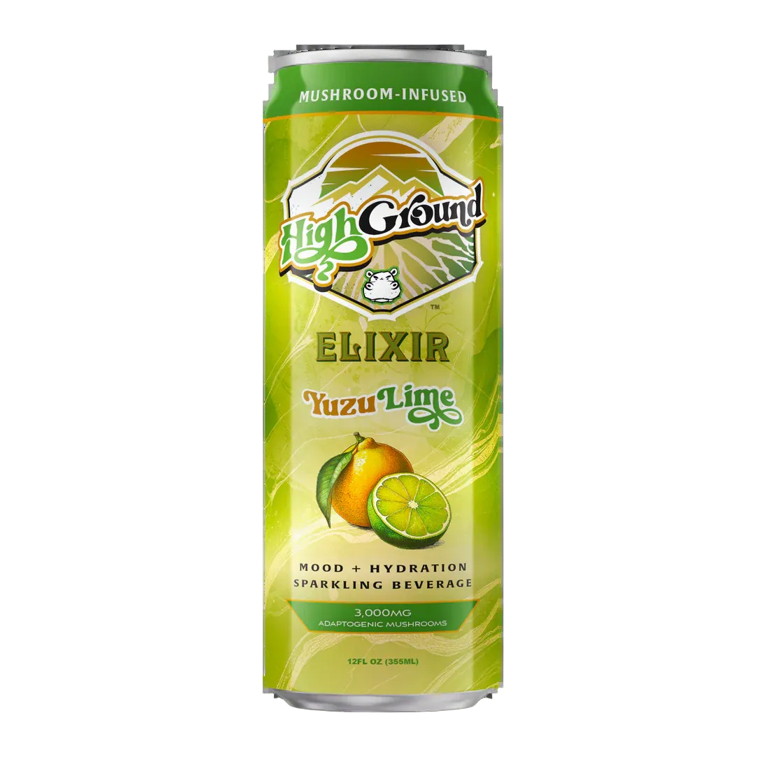 High Ground Elixir All Natural Mushroom Seltzer - Yuzu Lime