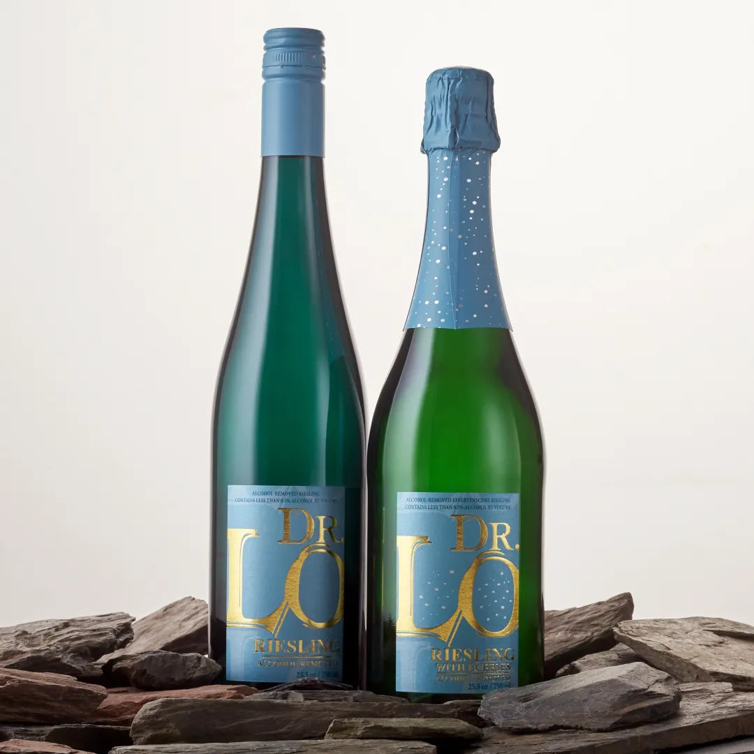Dr. Lo non-alcoholic Riesling bottles
